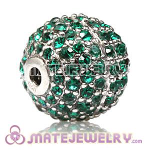 12mm Sterling Silver Disco Ball Bead Pave Grass Green Austrian Crystal Sambarla Style