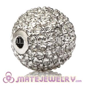 12mm Sterling Silver Disco Ball Bead Pave white Austrian Crystal Sambarla Style