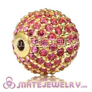 12mm Gold plated Sterling Silver Disco Ball Bead Pave Rose Austrian Crystal Sambarla Style