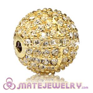 12mm Gold plated Sterling Silver Disco Ball Bead Pave white Austrian Crystal Sambarla Style
