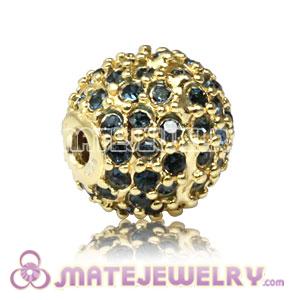 10mm Gold plated Sterling Silver Disco Ball Bead Pave Ink blue Austrian Crystal Sambarla Style