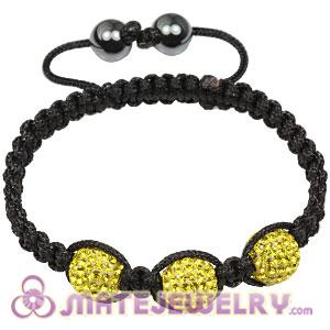 Fashion Tresor Macrame Bracelets Yellow Crystal and Hematite beads 