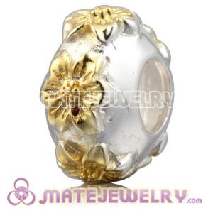 Authentic 925 Sterling Silver Golden Flower charm Beads