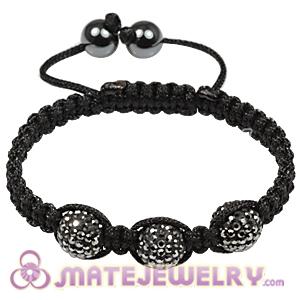 Fashion Tresor Macrame Bracelets Grey Crystal and Hematite beads 
