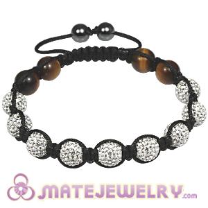 Fahshion Tresor mens bracelets with tiger eye and Pave crystla bead 