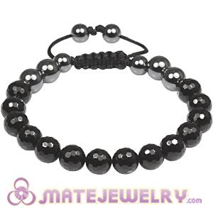 Fashion Tresor mens bracelets with Faceted Black agate and Hemitite 