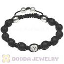 Sterling Silver Ball Beads and Black Onyx Mens bracelets with Crystal Pave Bead