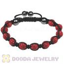 Fashion TresorBeads mens bracelets with Pave Red crystal bead and Hemitite