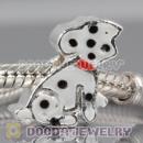 Silver Plated Enamel Dog Charm Beads fit European Largehole Jewelry Bracelet