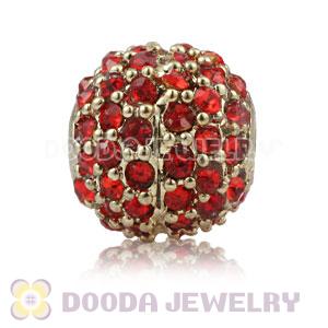 10mm Copper Disco Ball Bead Pave Red Austrian Crystal handmade Style