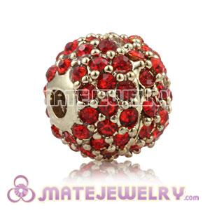 10mm Copper Disco Ball Bead Pave Red Austrian Crystal Sambarla Style