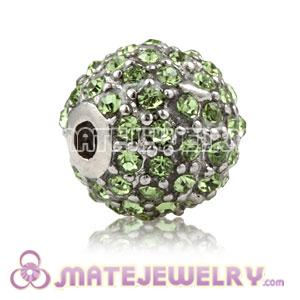 10mm Copper Disco Ball Bead Pave Grass Green Austrian Crystal Sambarla Style
