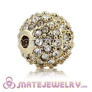 10mm Gold plated Copper Disco Ball Bead Pave white Austrian Crystal Sambarla Style