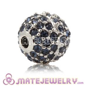 10mm Copper Disco Ball Bead Pave Ocean Blue Austrian Crystal Sambarla Style