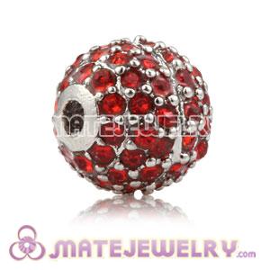 10mm Copper Disco Ball Bead Pave Red Austrian Crystal Sambarla Style