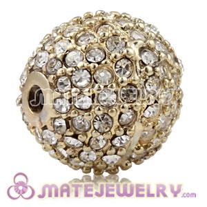 12mm Copper Disco Ball Bead Pave white Austrian Crystal Sambarla Style