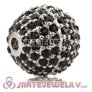 12mm Copper Disco Ball Bead Pave Black Austrian Crystal Sambarla Style