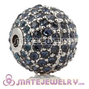 12mm Copper Disco Ball Bead Pave Ocean Blue Austrian Crystal Sambarla Style