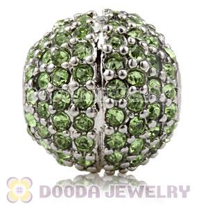 12mm Copper Disco Ball Bead Pave Green Austrian Crystal handmade Style