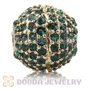 12mm Copper Disco Ball Bead Pave Blue Austrian Crystal handmade Style