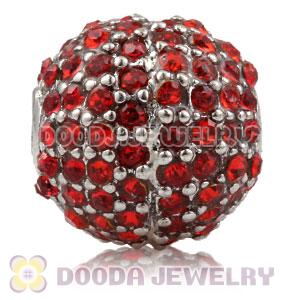 12mm Copper Disco Ball Bead Pave Red Austrian Crystal handmade Style