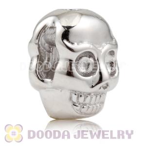 8×11mm Rhodium plated Sterling Silver Skull Head Bead 