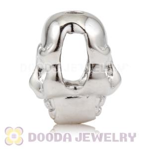 8×11mm Rhodium plated Sterling Silver Skull Head Bead 