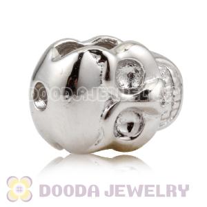 8×11mm Rhodium plated Sterling Silver Skull Head Bead 