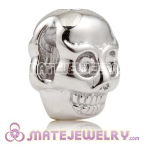 8×11mm Rhodium plated Sterling Silver Skull Head Bead 