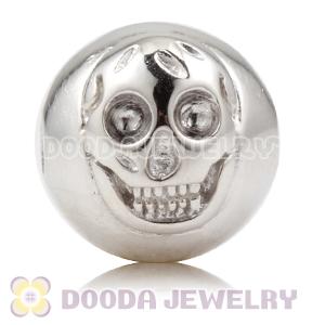 10×11mm Rhodium plated Sterling Silver Skull Head Ball Bead 