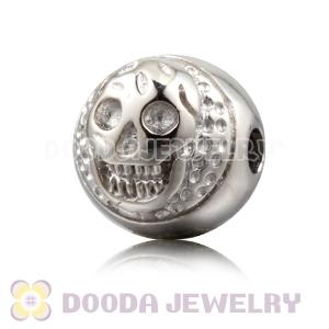 8×9mm  Rhodium plated Sterling Silver Skull Head Ball Bead 