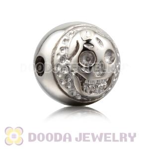 8×9mm Rhodium plated Sterling Silver Skull Head Ball Bead 