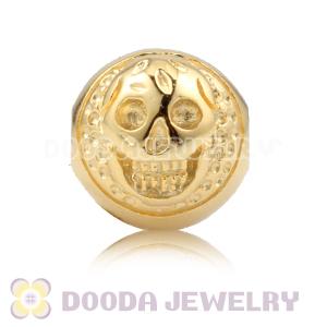 8×9mm  18K Gold plated Sterling Silver Skull Head Ball Bead 