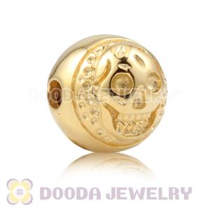 8×9mm  18K Gold plated Sterling Silver Skull Head Ball Bead 
