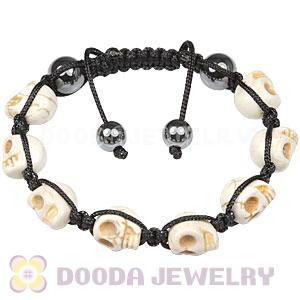 Beige Turquoise Skull Head Ladies String Bracelets with Hemitite 