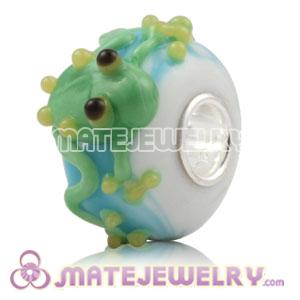 European Style Lampwork Glass Frog Beads 925 silver single core