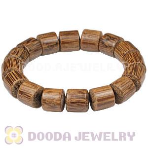 12mm Drum Shaped Gold-Rimmed Wood Beads Buddhist Prayer Bracelet Wrist Mala