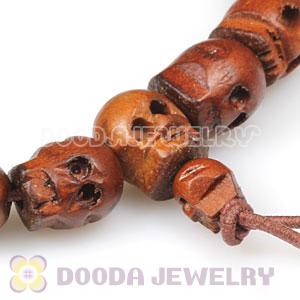 10×8mm Skull Head Peach Wooden Beads Buddhist Prayer Bracelet Wrist Mala