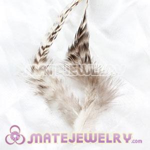 Wholesale Natural Striped Ivory Strung Rooster Feather Hair Extension 