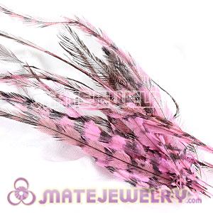 Wholesale Pink Thin Striped Grizzly Bird Feather Hair Extension 