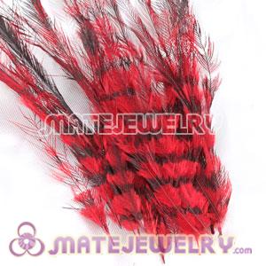 Wholesale Red Thin Striped Grizzly Bird Feather Hair Extension 