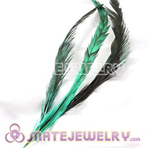 Wholesale Natural Green Barred Plymouth Rock Rooster Feather Hair Extensions 