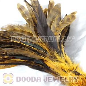 Natural Yellow Barred Plymouth Rock Rooster Feather Hair Extensions Wholesale