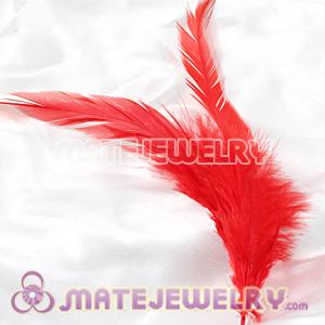 Red Short Solid Rooster Feather Hair Extensions 