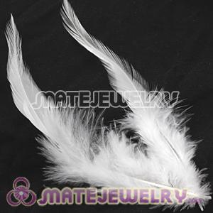 Snow White Short Solid Rooster Feather Hair Extensions 