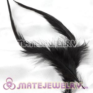 Black Short Solid Rooster Feather Hair Extensions 
