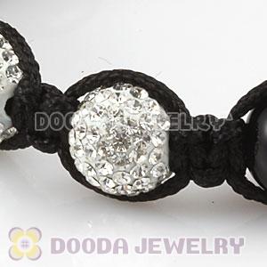 Black Agate Macrame Bracelet With Pave Crystal Bead