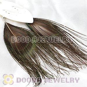 Natural Peacock Eye Feather Earrings With Alloy Fishhook Wholesale