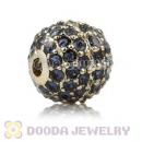 10mm Copper Disco Ball Bead Pave Ink Blue Austrian Crystal handmade Style