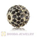 10mm Gold plated Copper Disco Ball Bead Pave Black Austrian Crystal handmade Style